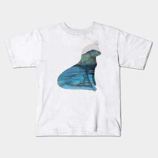 Landscape kitty watercolor painting Kids T-Shirt